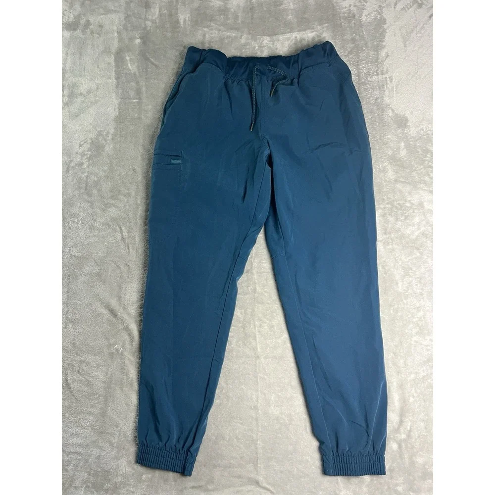 Euphoria Womens Scrubs Large Blue Jogger Drawstring Medical Uniform Cargo